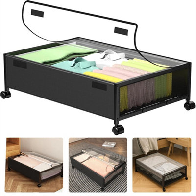 2X Large Underbed Storage Box On Wheels Lid Dustproof from B&Q
