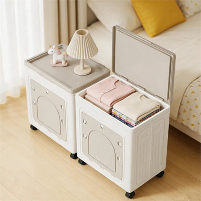 100L Stackable Storage Box On Wheels Folding White from B&Q