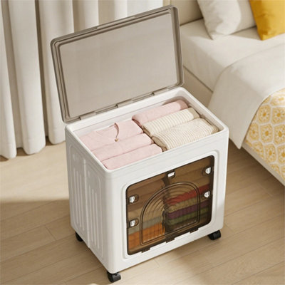 100L Stackable Storage Box On Wheels Folding Transparent from B&Q