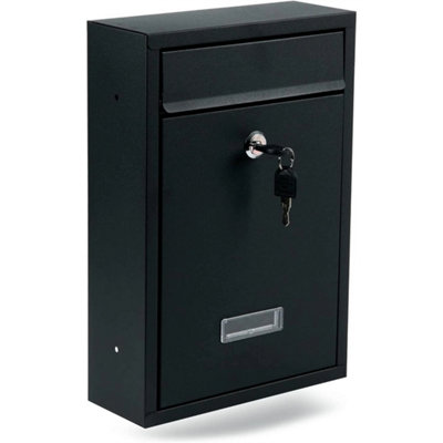 Letter Box Post Mail Box Black Wall Mounted Post Box Lockable from B&Q