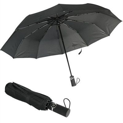  - Storm Proof Vented Automatic Umbrella Folding Black Strong