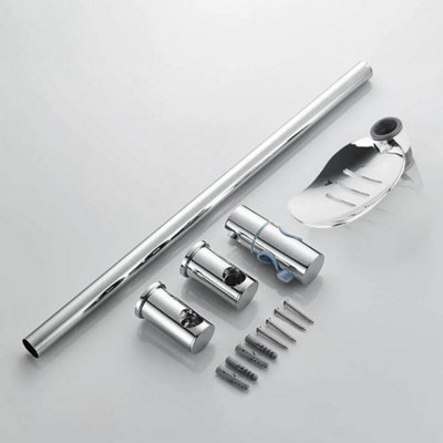 Shower Riser Rail Kit Slider Chrome Head Holder Bracket Bathroom Sets from B&Q
