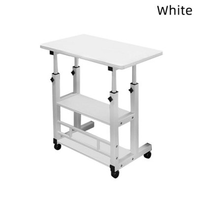  - White 3 Tier Height Adjustable Pc Computer Desk Mobile Overbed Table Laptop Stand Tray