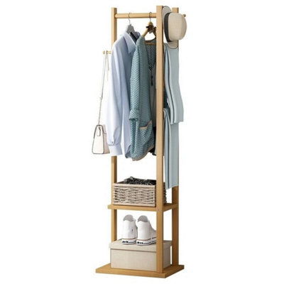Bamboo Garment Coat Clothes Rack Stand Hat Shoe Wooden Hanger Holder Shelf Tidy from B&Q