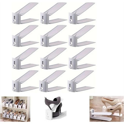 Grey 12X Shoe Slots Organizer Wardrobe Stacker Space Saver Rack Holder Adjustable from B&Q