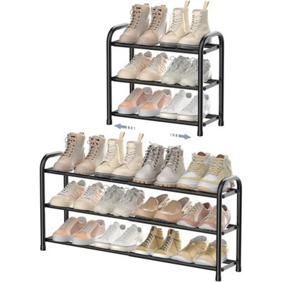 3-Tier Metal Shoe Shelf Adjustable Shoe Rack Space Saving Entryway Organizer from B&Q