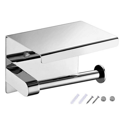Toilet Paper Roll Holder Wall-Mounted With Mobile Phone Storage Bathroom Shelf from B&Q