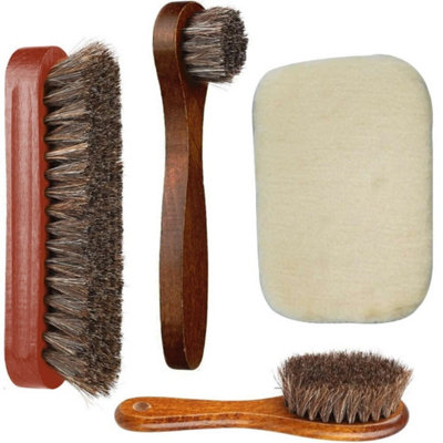 4X Shoe Brush SetHorsehair Brush For Shoe Shine Polish Buff ,soft And Smooth from B&Q