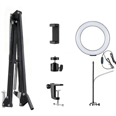 Overhead Phone Mount Ring Light Flexible Arm Tripod from B&Q