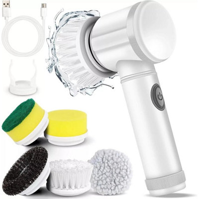  - Short Arm Scrubber+5 Brushes Electric Spin Scrubber Handheld Cleaning Brush