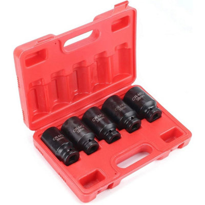  - 12 Point Axle Hub Nut Deep Impact Socket Set 1/2"dr Thin Wall Drive Shaft Socket
