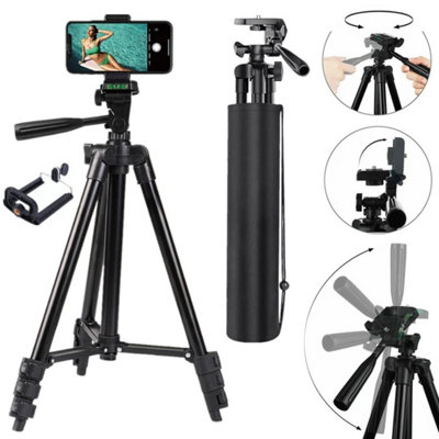 Lightweight Aluminium Tripod Telescopic Camera Dslr Stand With Phone Holder from B&Q