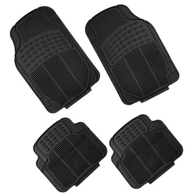 4Pcs Heavy Duty Universal Black Rubber Car Mat Set Non Slip Car Van Mats from B&Q