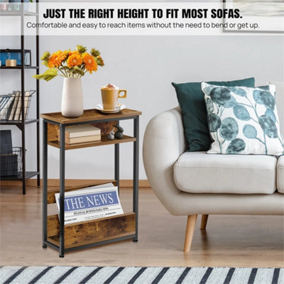 3-Tier Narrow Side Table For Living Room Sofa End Tables With Storage Slim B from B&Q