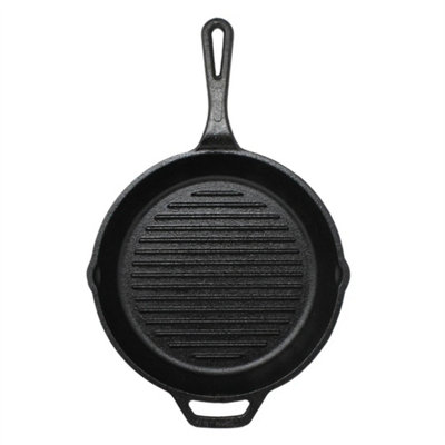Cast Iron Frying Pan Griddle Frying Pan Skillet Pan Grill Fry 10 Cooking Seasoned from B&Q