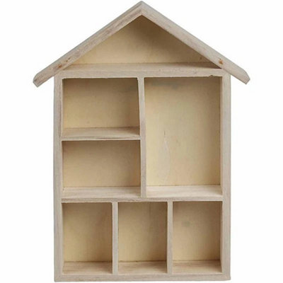 Wooden House Display Storage Shelves 7 & 9 Compartment Wall Deco Choose Size 7 from B&Q
