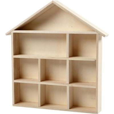 Wooden House Display Storage Shelves 7 & 9 Compartment Wall Deco Choose Size from B&Q