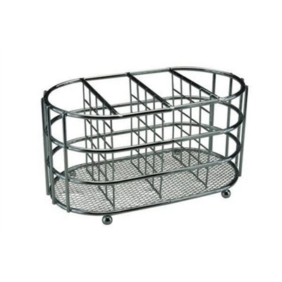 Chrome Cutlery Caddy Oval Tray Kitchen Utensil Holder Drainer Rack from B&Q