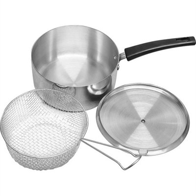 Housewares Polished Aluminium Deep Chip Pan With Basket & LidUk Made 20Cm from B&Q
