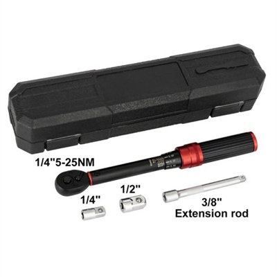  - 1/4" 5-25 Nm +Bits Set (4Pcs) Reversible Adjustable Torque Wrench Set