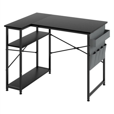 Office Computer Desk Corner Table L-Shaped With Storage Shelves from B&Q