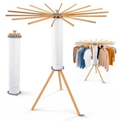 White-Drying Rack Clothes Airer 16 Wooden Rod Arms Laundry Dryer Tripod Hanger from B&Q