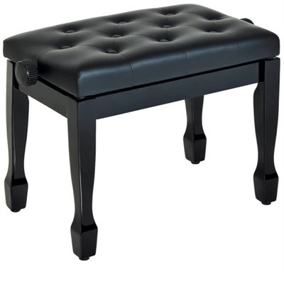 Faux Leather Piano Stool Height Adjustable Seat Keyboard Bench Black from B&Q