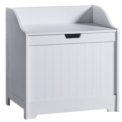 White Bathroom Laundry Chest Storage Ottoman Hamper Cabinet Box Mdf Wood Basket Bin from B&Q