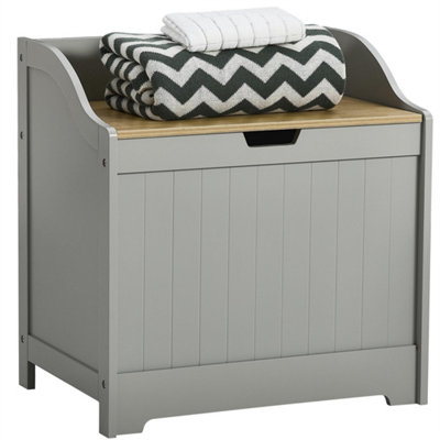 Grey & Oak Bathroom Laundry Chest Storage Ottoman Hamper Cabinet Box Mdf Wood Basket Bin from B&Q