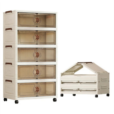 5Tier Large Storage Box Stackable Case Cabinet Closet Home Organizer On Wheels from B&Q