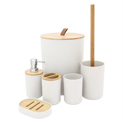 White Bathroom Accessory Set  Modern Bathroom Essentials Set from B&Q
