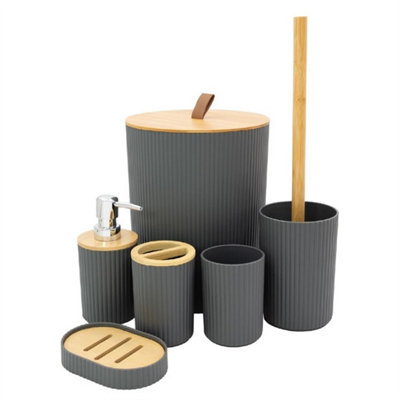 Grey Bathroom Accessory Set  Modern Bathroom Essentials Set from B&Q