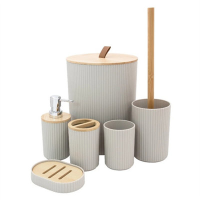 Stone Bathroom Accessory Set  Modern Bathroom Essentials Set from B&Q