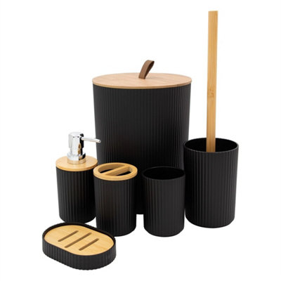 Black Bathroom Accessory Set  Modern Bathroom Essentials Set from B&Q