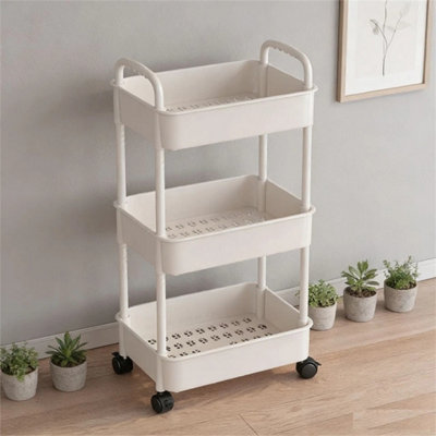 White 3 Tier Storage Trolley Cart On Wheels Kitchen Bathroom Laundry Narrow Space Rack from B&Q