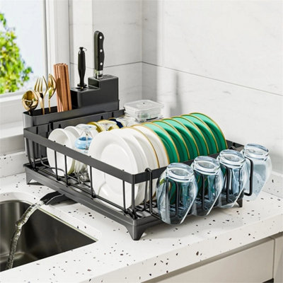 Dish Drainer Rack-With Cutlery Cup Holder-Utensil Holder For Kitchen Counter from B&Q