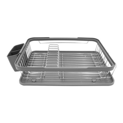  - Grey Dish Drainer Rack / Removable Drip Tray