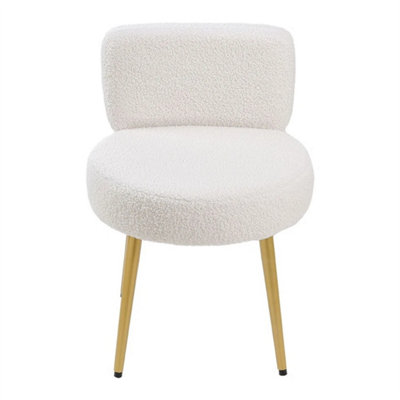 Fleece Vanity Stool Dressing Table Chair Bedroom Makeup Chair Backrest from B&Q