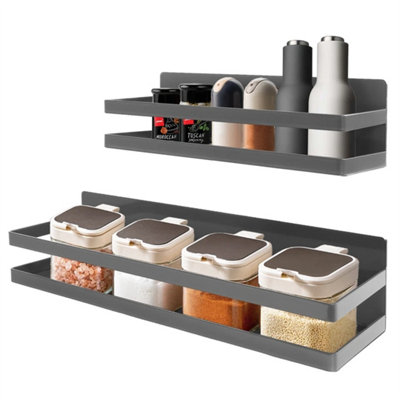 Gray Type B 2Pack Magnetic Spice Rack Seasoning Organizers Refrigerator Shelf Fridge Storage