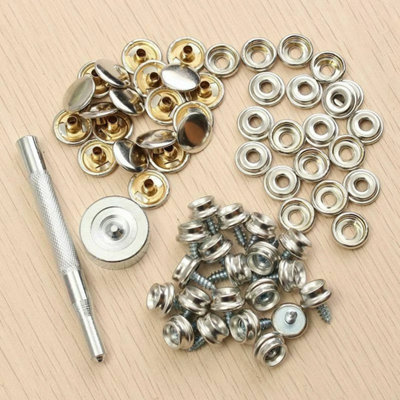  - 62Pcs Marine Boat Canvas Fabric Snap Fastener Press Stud Cap Button & Socket Kit