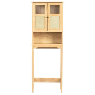 Rattan Over Toilet Storage CabinetFreestanding Bathroom Space Saver