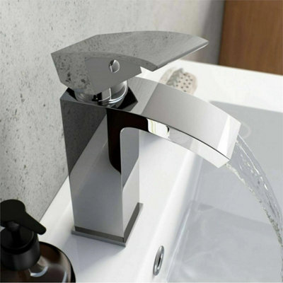 Modern Bathroom Basin Sink Tap Monobloc Mixer Taps Faucet Waterfall from B&Q