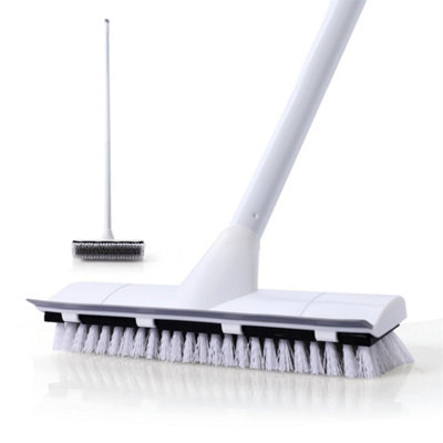 B&Q Floor Scrub Brush With Long Handle 2 In 1 Scraper Heavy