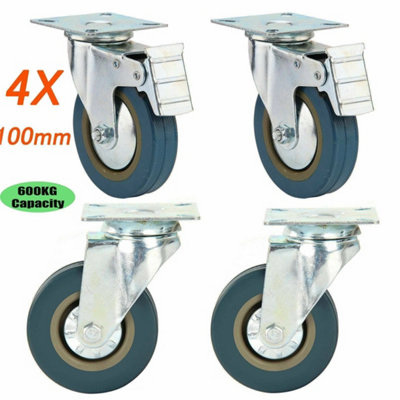  - 4X Rubber Swivel Castor Wheels Furniture Trolley Caster
