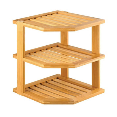 3 Tier Wooden Corner Shelf Kitchen Spice Rack Storage Organizer Stand