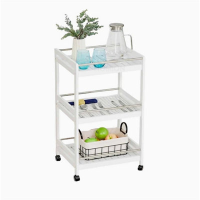3Tier Rolling Storage Trolley Cart Rack With Wheels For Kitchen Home from B&Q