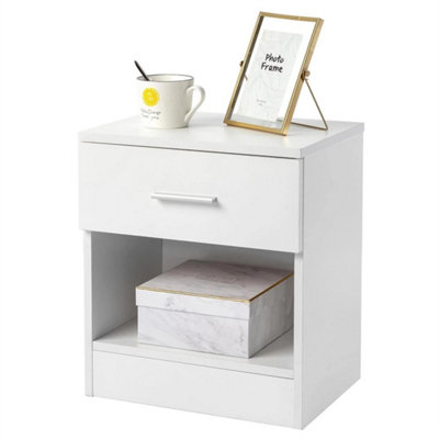 - Bedside Table Nightstand 1 Drawer 1 Shelf Storage Bedroom Cabinet