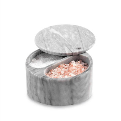 Marble 2 Compartment Pinch Spice Bowl With Swivel Lid Salt And Pepper from B&Q