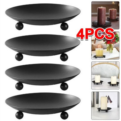4Pcs Iron Candle Holders Plate Tray Vintage For Pillar Candles Decor from B&Q