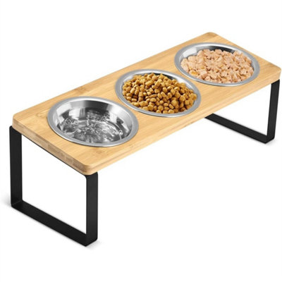 Bowl Raised Feeder Pet Food Feeding Bowl High-Foot Tilted Stand from B&Q